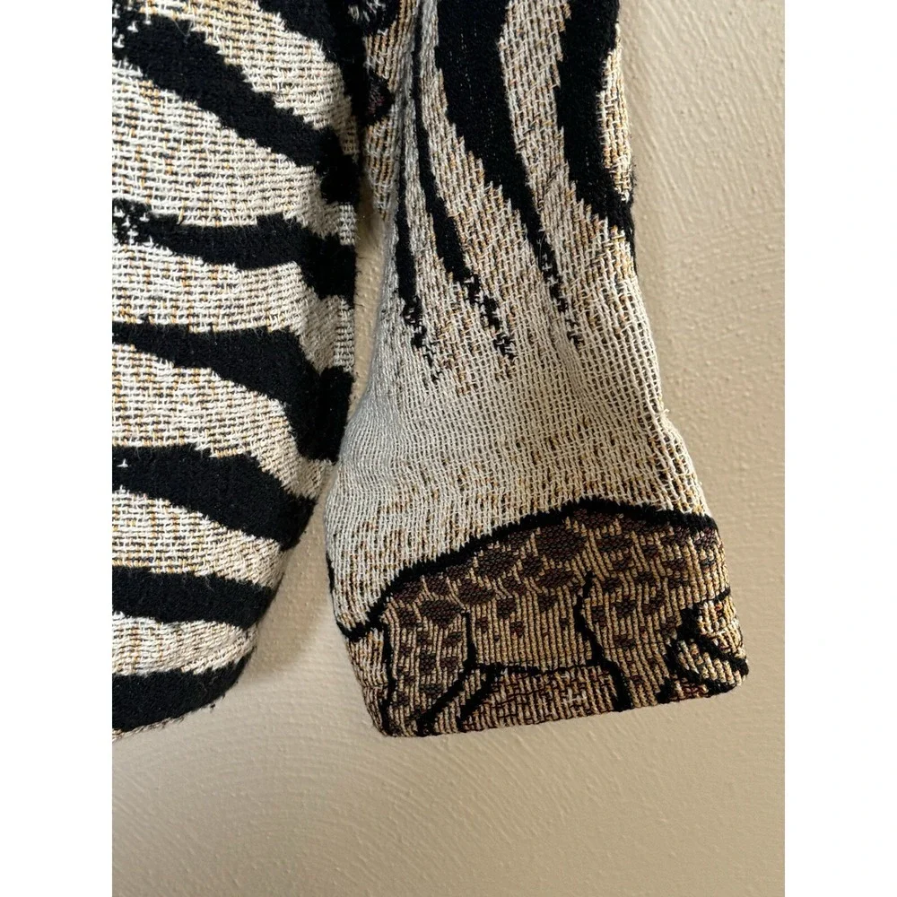 Vintage Sugar Street Women M Cotton‎ Weavers Animal Print Safari Tapestry Jacket